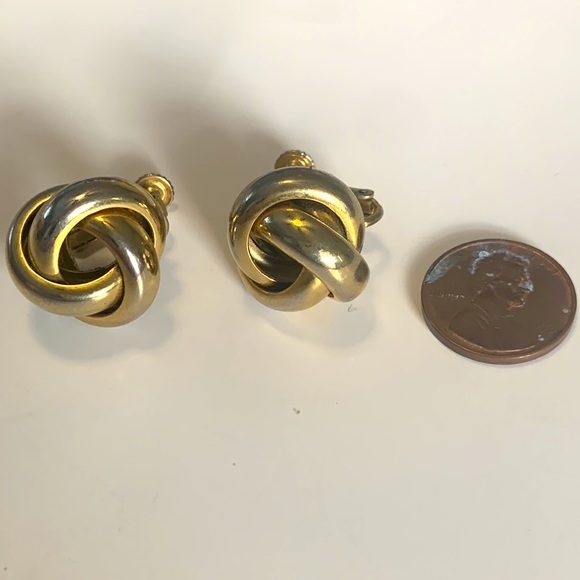 Vintage Gold Love Knot Earrings - Picture 2 of 3